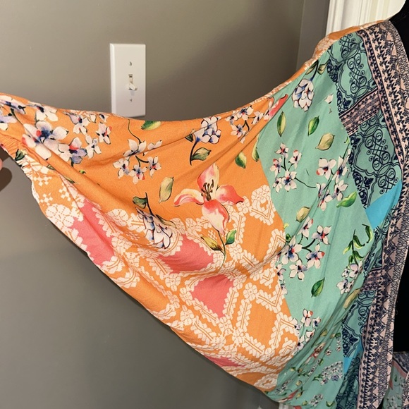 Anthropologie Cocoon Kimono Mixed Print Topper One Size Floral Modal Layer Boho - Picture 4 of 16